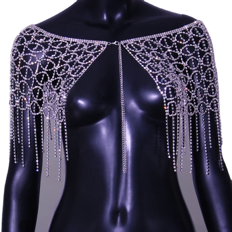 Chaîne de corps en strass ronds creux pour femmes, accessoire de mode brillant et élégant, parfait pour les soirées et la plage.
