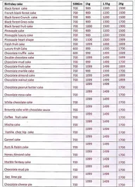 24x7 Cakes N Events menu 1