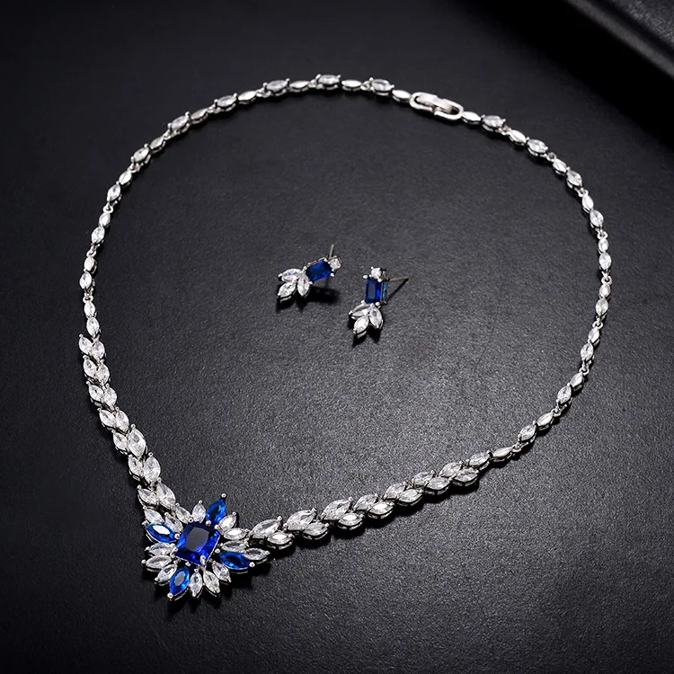Title 3, Colorful Zircon Set Personalized Flower Necklac...