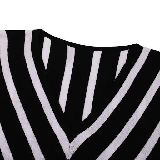 Title 8, Off-the-shoulder Striped V-neck Sweater