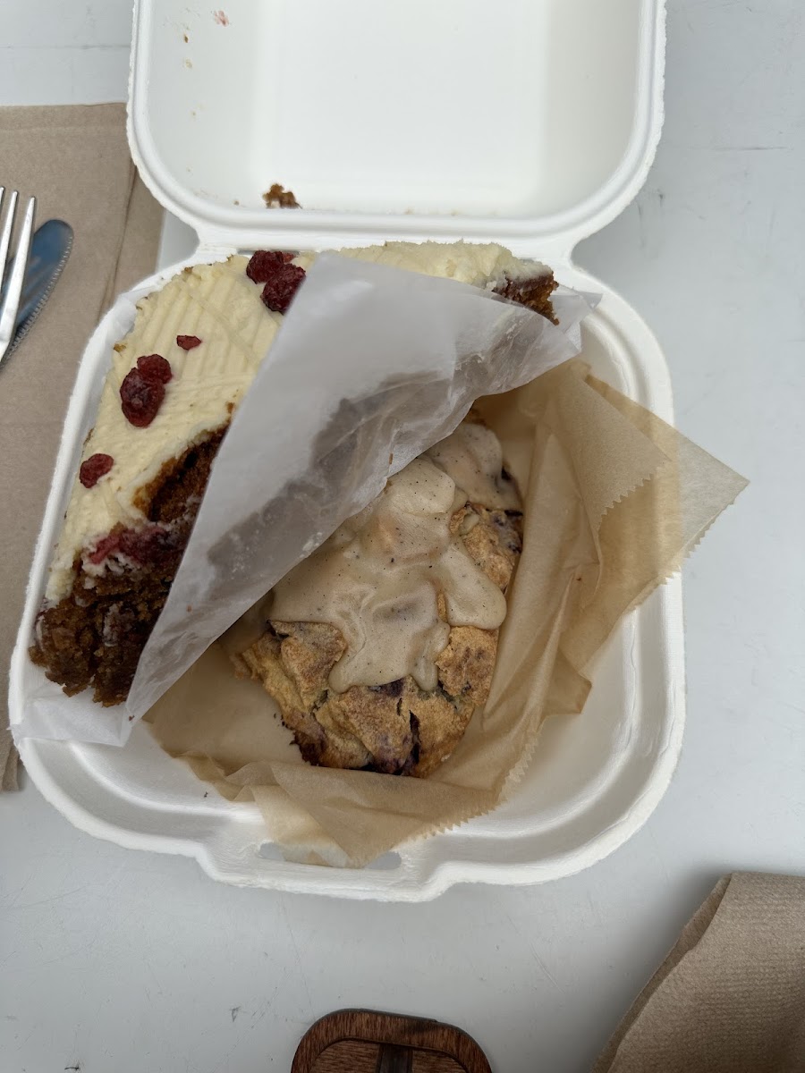 Cranberry orange bar and a scone