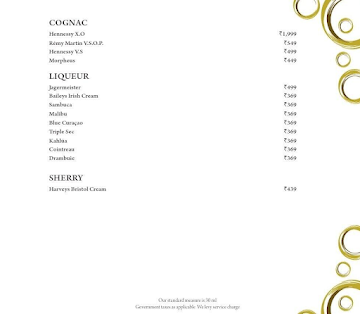 Cove The Bar (Radisson Blu) menu 