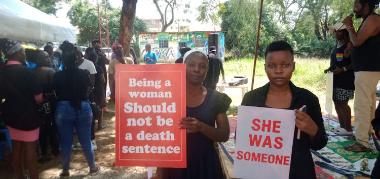 Nguvu Change Leaders Sylvia Awinja and Harriet Afandi at the Dark Valentine's Movement in Kisumu County.