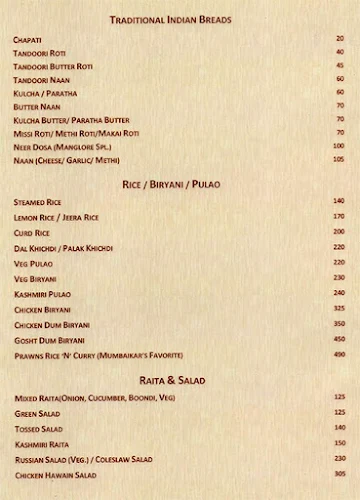 Vista Inn menu 