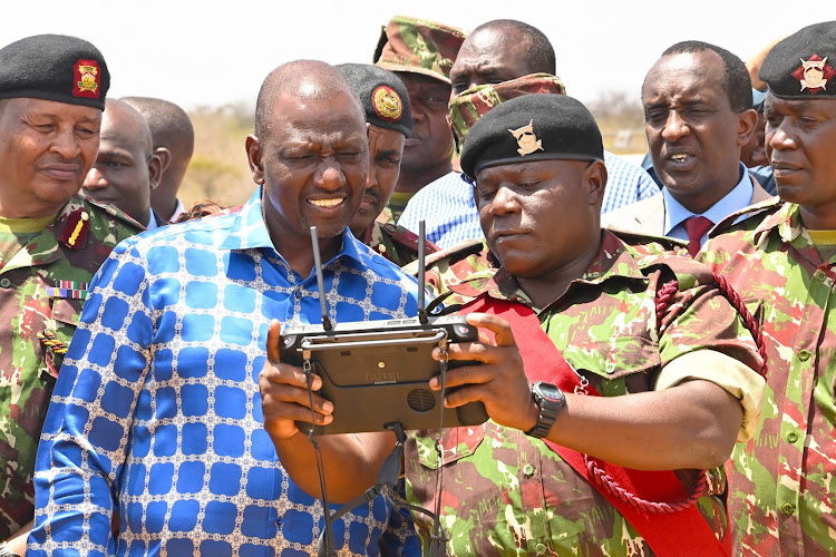 President William Ruto at Border Police Unit in Kanyonyoo, Kitui County on February 23, 2023