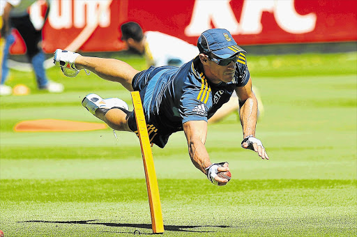 AT A STRETCH: Faf du Plessis during the Proteas' training session at Newlands yesterday