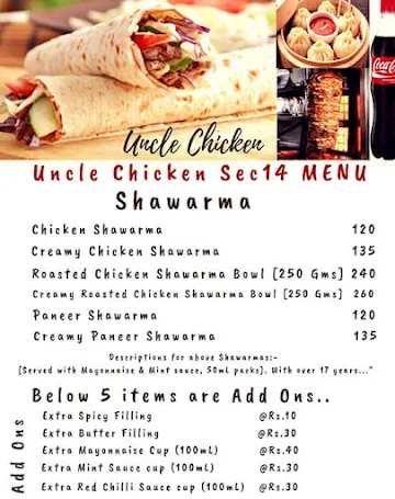 Uncle Chicken- Shawarma, Biryani And Momos menu 