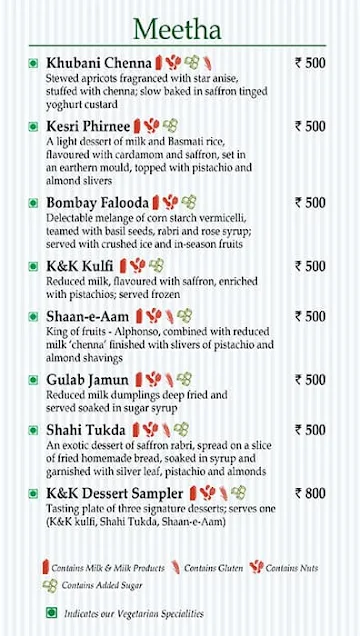 Kebabs & Kurries - ITC Kakatiya menu 