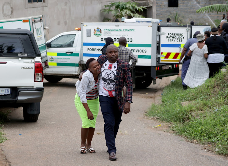 Emotional scenes as family members identified the bodies of nine suspects shot dead during a gun battle with police at Desai in Mariannhill, outside Durban.