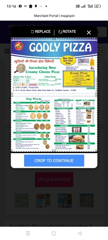 Godly Pizza menu 