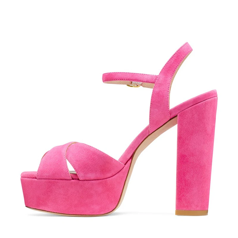 Sandalias de plataforma de tacón súper alto de ante para mujer, punta redonda, elegantes y cómodas para cualquier ocasión.