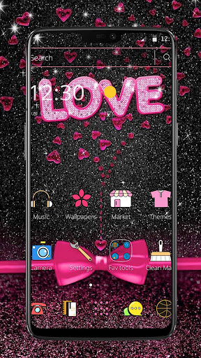 Black Pink Heart Love Romantic Theme