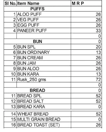 Iyengar's Bakers Lounge menu 