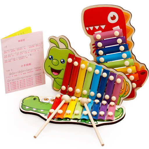 Title 3, Wooden Cartoon Animal Octave Player Knocking Pi...