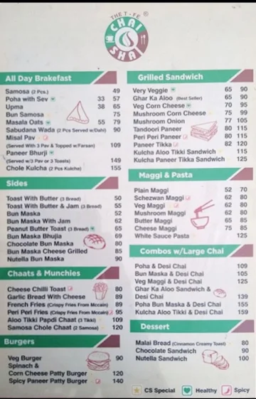 Chai Shai menu 