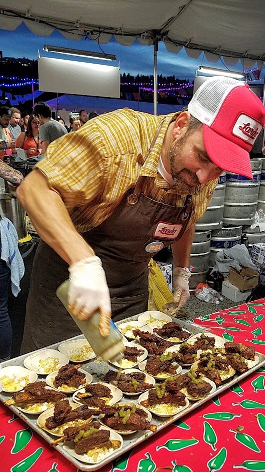 At Feast PDX 2016 Night Market Rick Gencarelli from Lardo (Portland, OR) presented Denver lamb ribs barbacoa