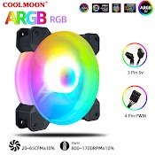 Quạt Tản Nhiệt, Fan Led Rgb Coolmoon Y2 Có Điều Tốc Pwm - Led Sync Main 3 Pin 5V / Bộ Hub Coolmoon P - Argb Pwm