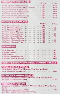 Temptation Food menu 1