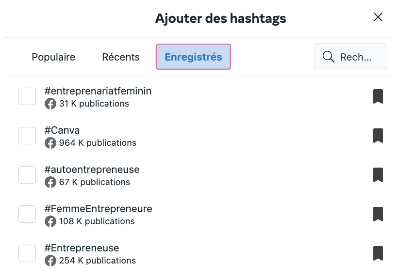 Créer une liste d'hashtags enregistrés dans Meta Business Suite pour programmer plus rapidement ses posts