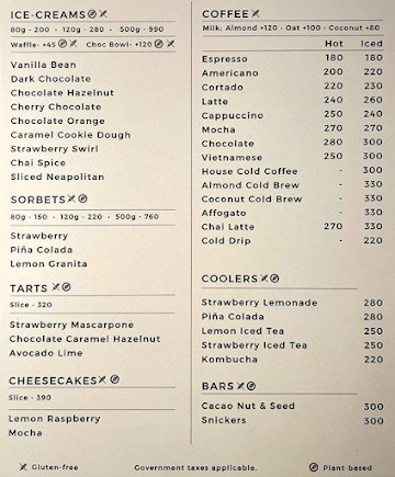 Morii Dessert Cafe menu 