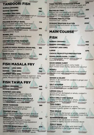 Oceanic menu 