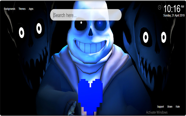 Sans Undertale HD தாவல்கள் புதிய தாவல்