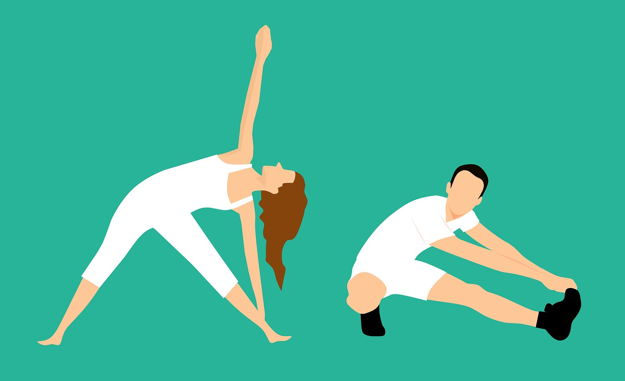 two characters stretching