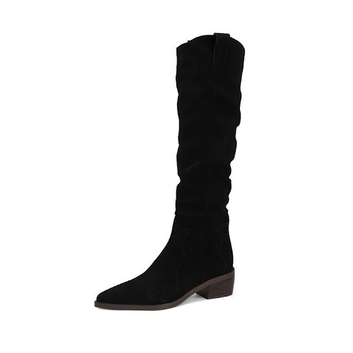 Title 7, Best-selling V Cut Knee-high Boots Chunky Heel ...
