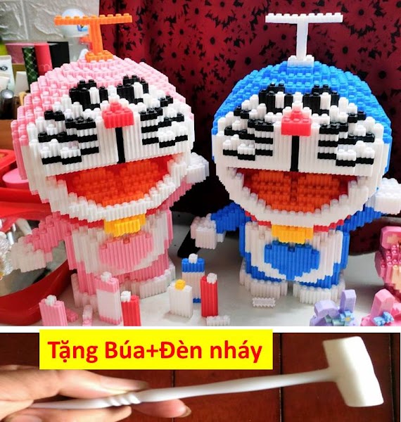 Lego Xếp Hình Đồ Chơi Bộ 1 Hộp 2 Con Doraemon Tặng Kèm Búa Đèn Chớp - Quà Tặng Dễ Thương