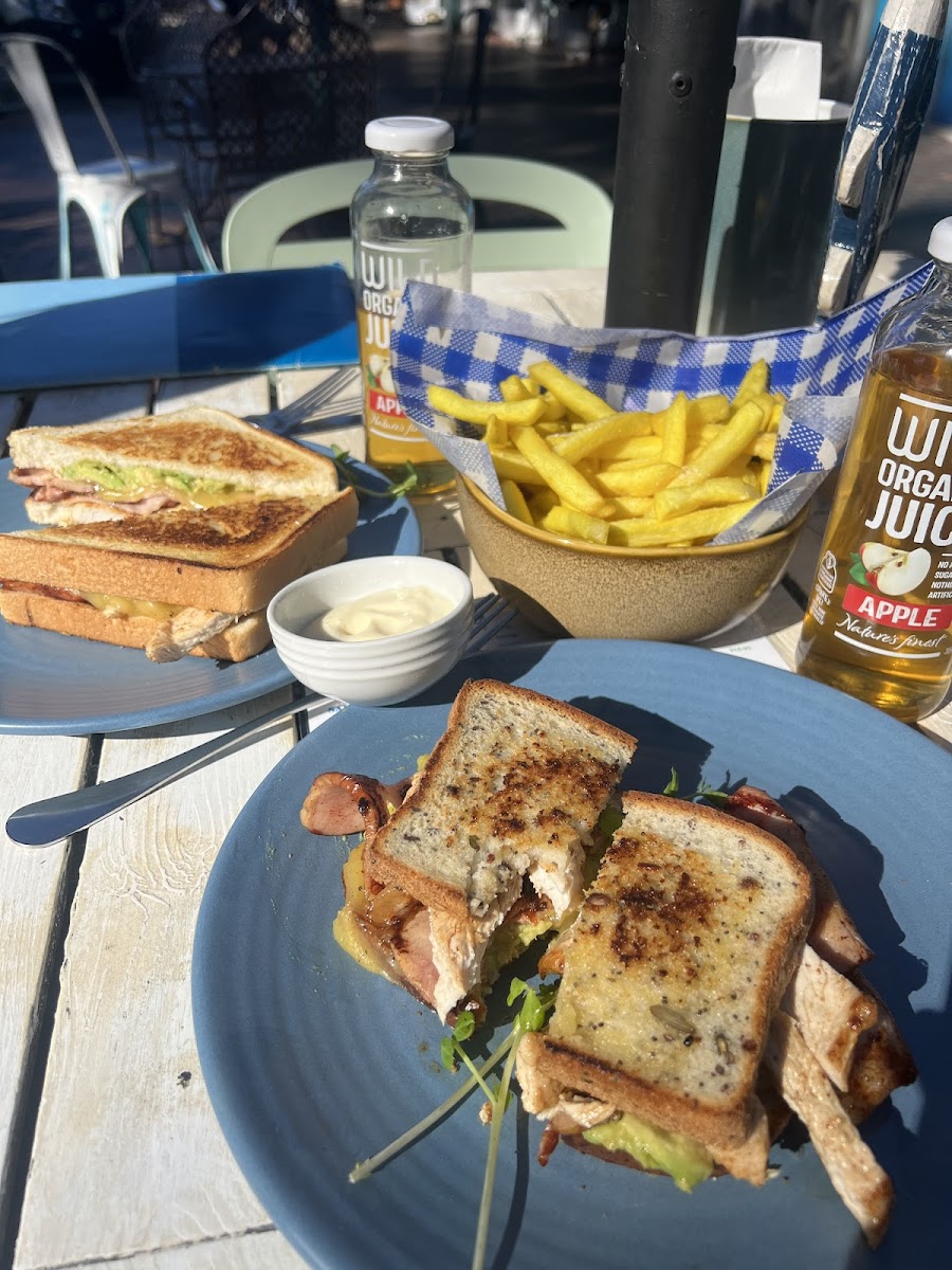 Left - muggle toastie, Right - gf toastie. Gf chips in gf fryer.