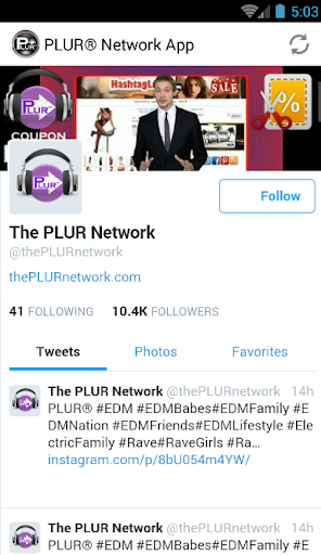 PLUR® Network App Twitter Feed