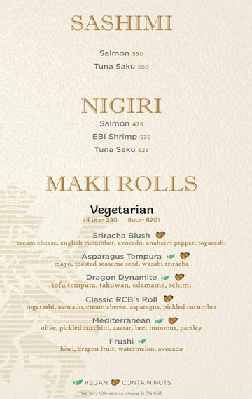 RCB Bar & Cafe menu 