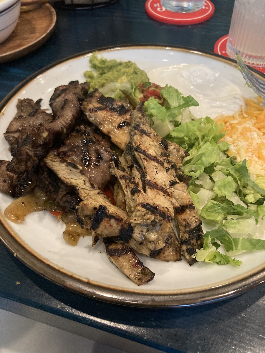 Single order of fajitas - half chicken and half steak