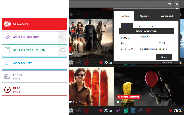 TraktToKodi chrome extension