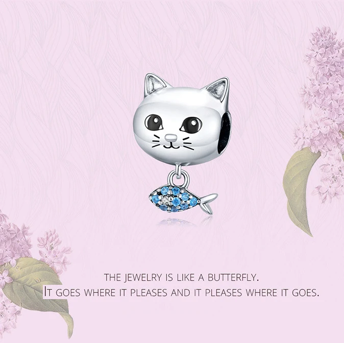 Adornos de joyería plateada con diseños de gatos y peces adorables. Accesorios perfectos para un estilo único y juvenil. ¡Compra ahora!
