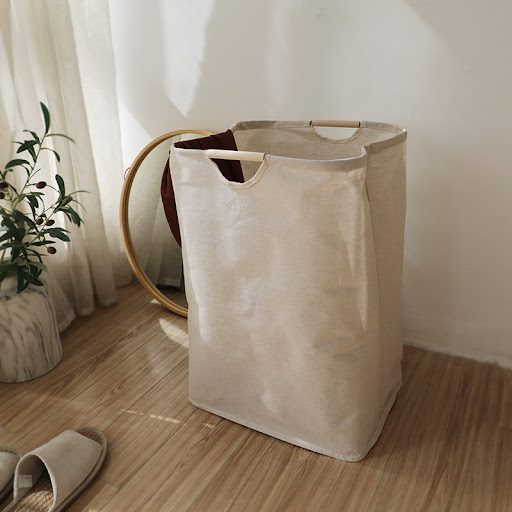 Title 4, Foldable Wooden Handle Storage Basket – Stylish...