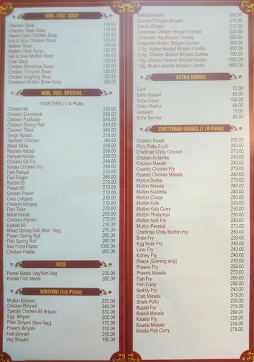 Ponnusamy Hotel menu 