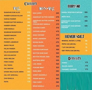 Zabardast Zaffran menu 