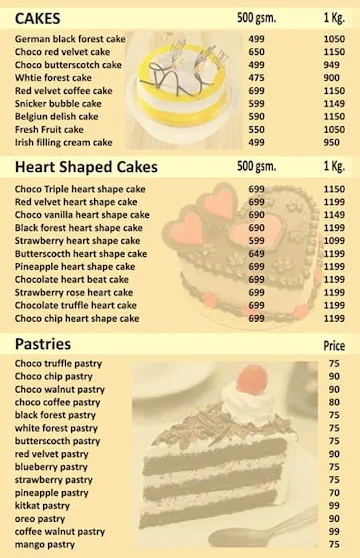 Consent Cakes menu 