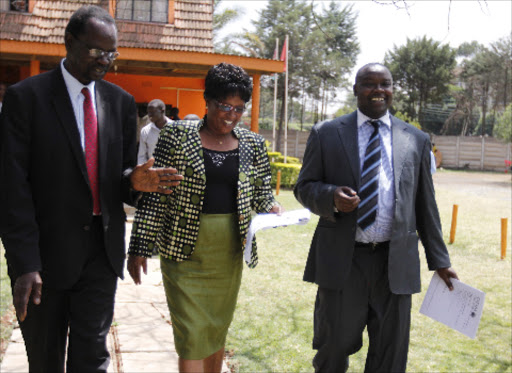 TRANSPARENT: ODM National Elections Board commissioner Joseph Misoi, chairperson Judith Pareno and party CEO Magerer Langat at a press conference at Orange House in Nairobi yesterday.