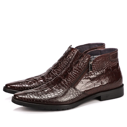 Title 3, Mens High Top Leather Shoes Knight Leather Boo...