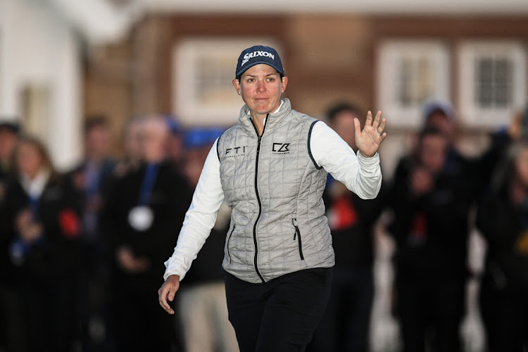 Ashleigh Buhai of SA celebrates after her putt shot on the 18th hole at the AIG Women's Open champion at Muirfield in Gullane, Scotland, August 7 2022. Picture: OCTAVIO PASSOS/GETTY IMAGES