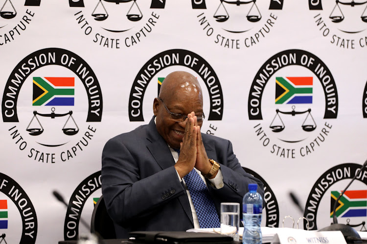 Former president Jacob Zuma at the end of his second day of testimony at the state capture inquiry on July 16 2019.