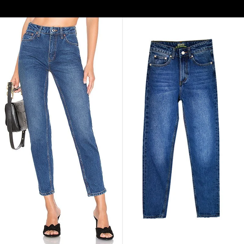 Nouveau Pantalon en Jean Cropped Taille Haute Coupe Droite Ample Confort et Style Décontracté, Parfait pour Toutes les Occasions