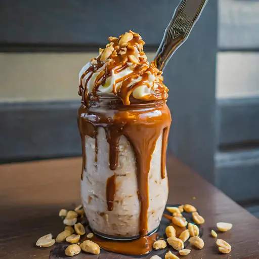 Choco Caramel Peanut Thick Shake [450 Ml, 1 Mason Jar]