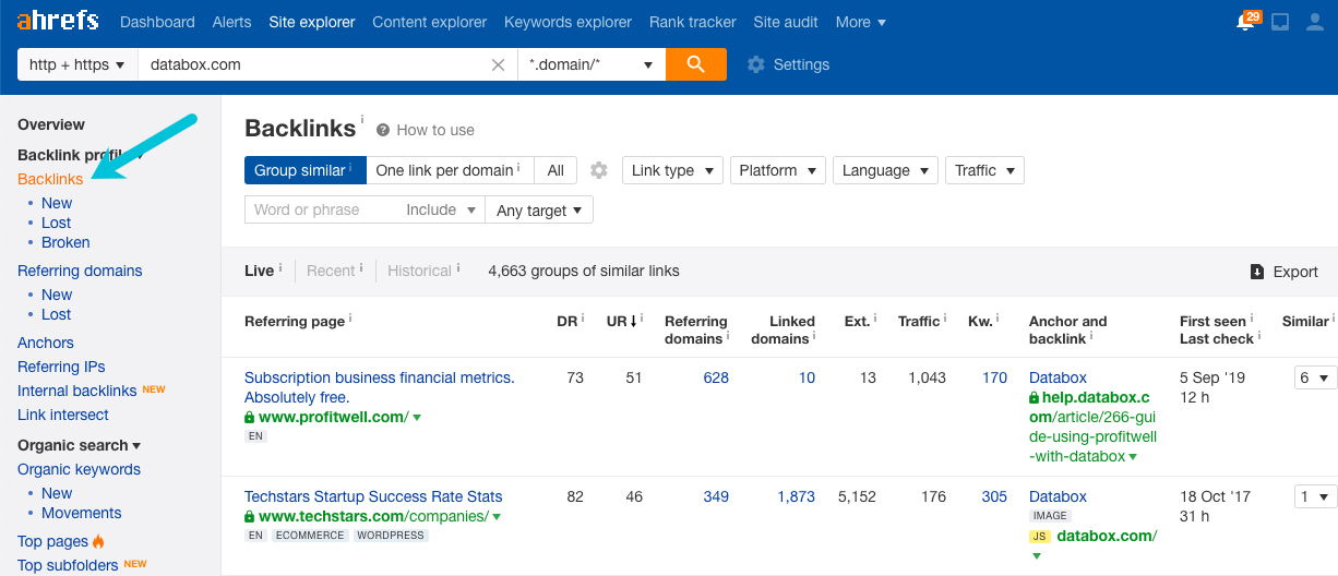 find competitor backlinks in ahrefs