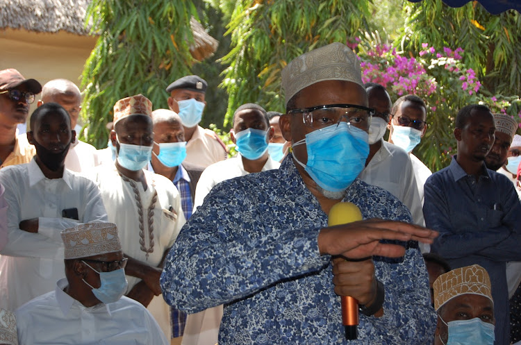 DPP Noordin Haji at a Garissa hotel on Friday. He thanked residents for standing by his family.