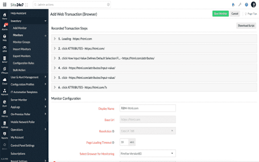 Site24x7 Web Transaction (Browser) Recorder