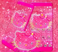 Lovely Pink Kitty Diamond Glitter Bowknot Theme Apps On Google Play