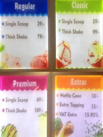 Gelato Naturals menu 